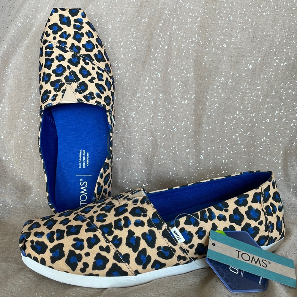 Brand New Toms Alpargata Beige Painted Leopard Print Slip On Shoes Animal Jungle - Picture 2 of 15